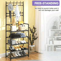 Thumbnail for 5 LAYER MULTI-FUNCTIIONAL SHOE RACK WITH CLOTH HANGING & ORGANIZER