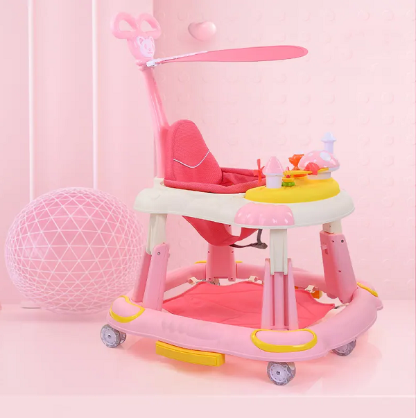 NEW DESIGN 3 IN 1 MULTIFUNCTIONAL FIBER BABY WALKER WITH ROOF AND SWING