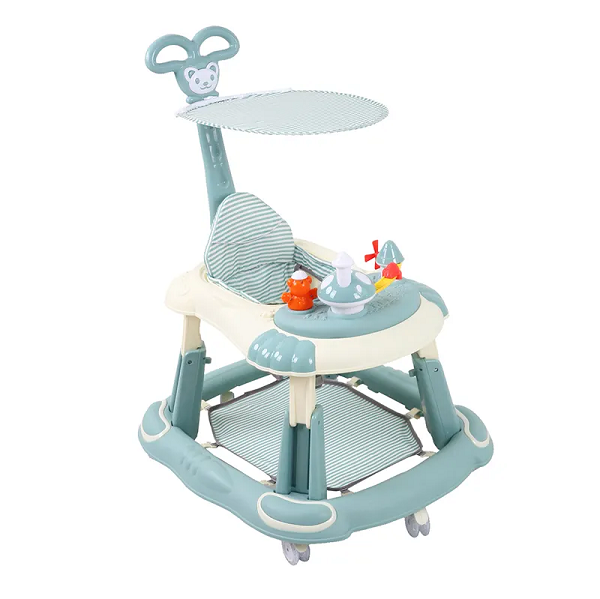 NEW DESIGN 3 IN 1 MULTIFUNCTIONAL FIBER BABY WALKER WITH ROOF AND SWING