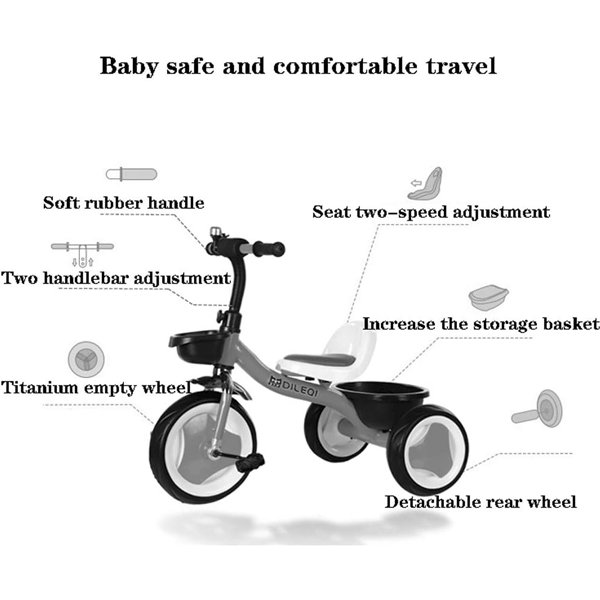 KIDS IMPORTED TRICYCLE WITH BUCKET AND LEATHER SEAT