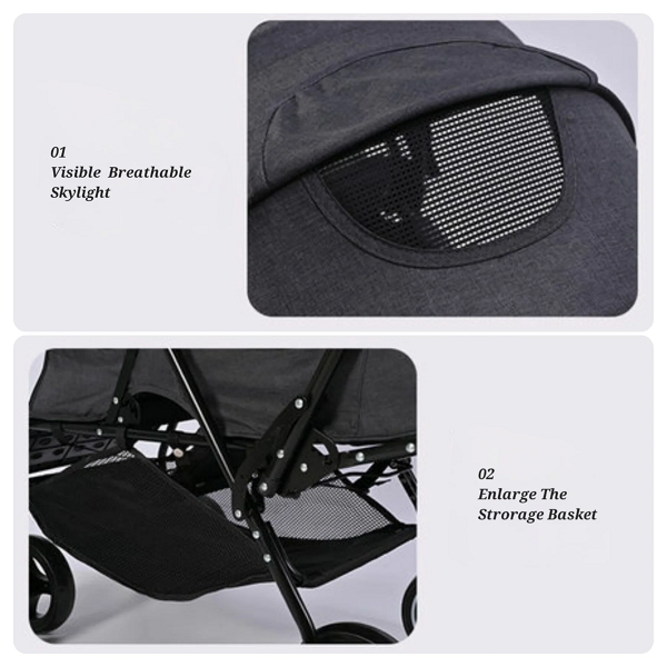 BABY TWIN FOLDABLE STROLLER WITH SEAT ADJUSTABLE