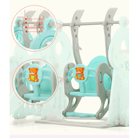 Thumbnail for 6 IN 1 - FIBER KIDS SLIDE & SWING WITH FOOTBALL & BASKETBALL STAND - FOR OUTDOOR