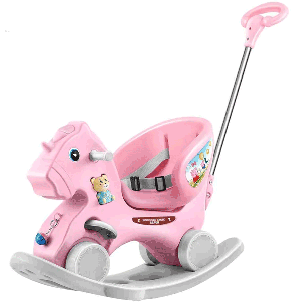 KIDS 3 IN 1 FIBER ROCKING HORSE & PUSH CAR WITH HANDLE