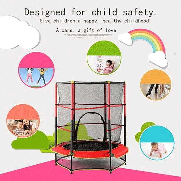 4.5FT TRAMPOLINE FOR KIDS WITH ENCLOSURE NET AND SAFETY PAD