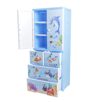 Thumbnail for KIDS & BABIES STORAGE HOME BOX WITH HANGING & SHELVES - 3 DRAWERS - OCEAN BLUE