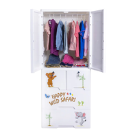 Thumbnail for KIDS & BABIES STORAGE HOME BOX WITH HANGING & SHELVES - 3 DRAWERS - SAFARI WHITE