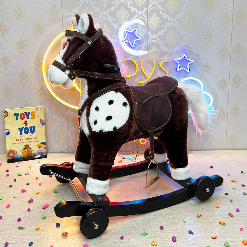 KIDS SMALL ROCKING HORSE WITH WHEEL LIGHTS & MUSIC