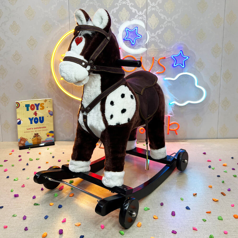 KIDS SMALL ROCKING HORSE WITH WHEEL LIGHTS & MUSIC