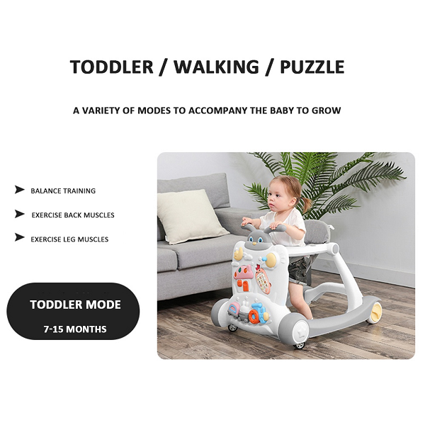 PREMIUM 2 IN 1 BABY ACTIVITY & WALKER IN FIBER MATERIAL WITH MUSICAL TRAY