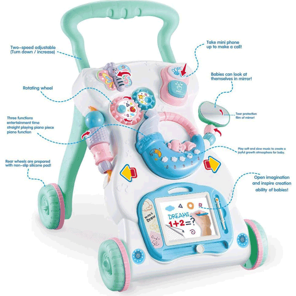 BABY ACTIVITY WALKER WITH EDUCTIONAL TOYS