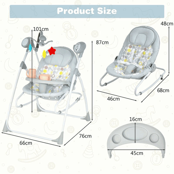 2 IN 1 BABY ELECTRIC ROCKING SWING INFANT & BOUNCER