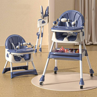 Thumbnail for 5 IN 1 - BABY HIGH CHAIR & BOSSTER SEAT FOLDABLE WITH HEIGHT ADJUSTABLE