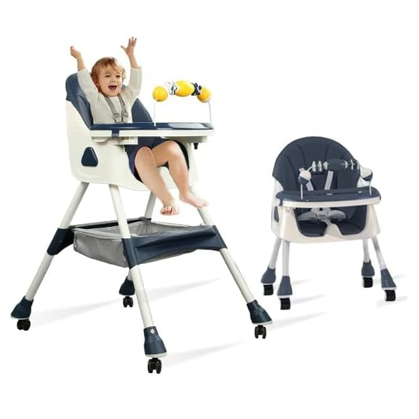 5 IN 1 - BABY HIGH CHAIR & BOSSTER SEAT FOLDABLE WITH HEIGHT ADJUSTABLE