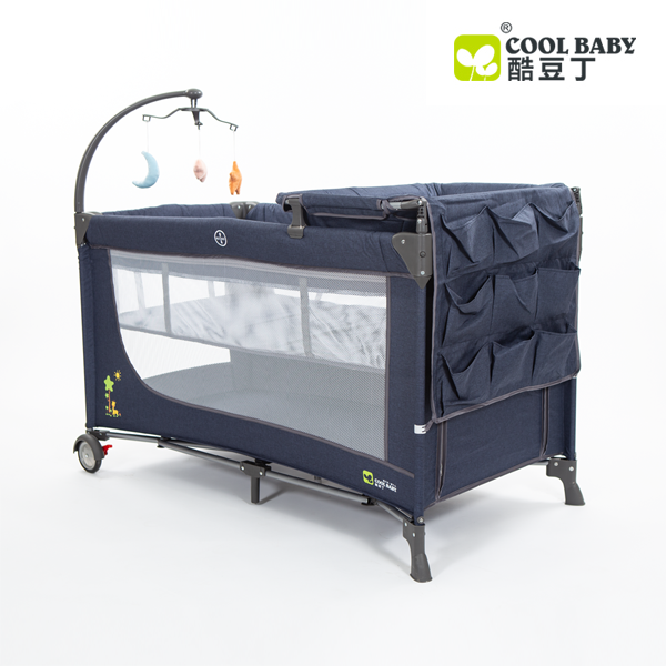 COOL BABY - FOLDING CRIB & PLAY PEN WITH HANDING TOYS & SHEET - 962NC