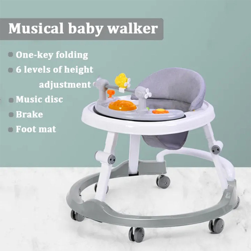 Baby Walker Lightweight Folding Seat Adjustable With Musical Toys