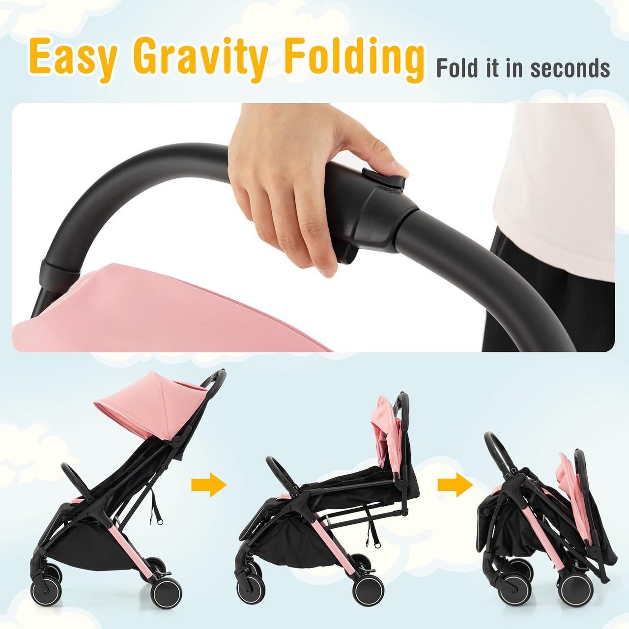 BABY STROLLER WITH ADJUSTABLE CANOPY AND FOOTREST