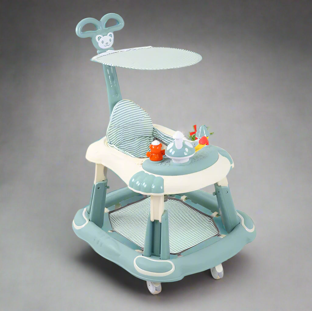 3 in 1 Multifunctional Fiber Baby Walker With Roof and Swing