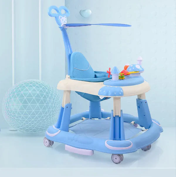 3 in 1 Multifunctional Fiber Baby Walker With Roof and Swing