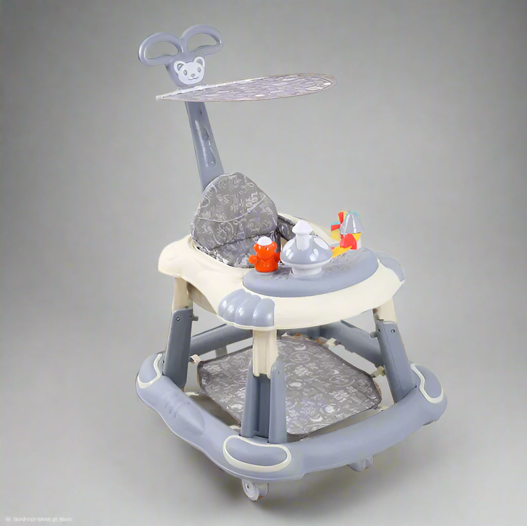 3 in 1 Multifunctional Fiber Baby Walker With Roof and Swing