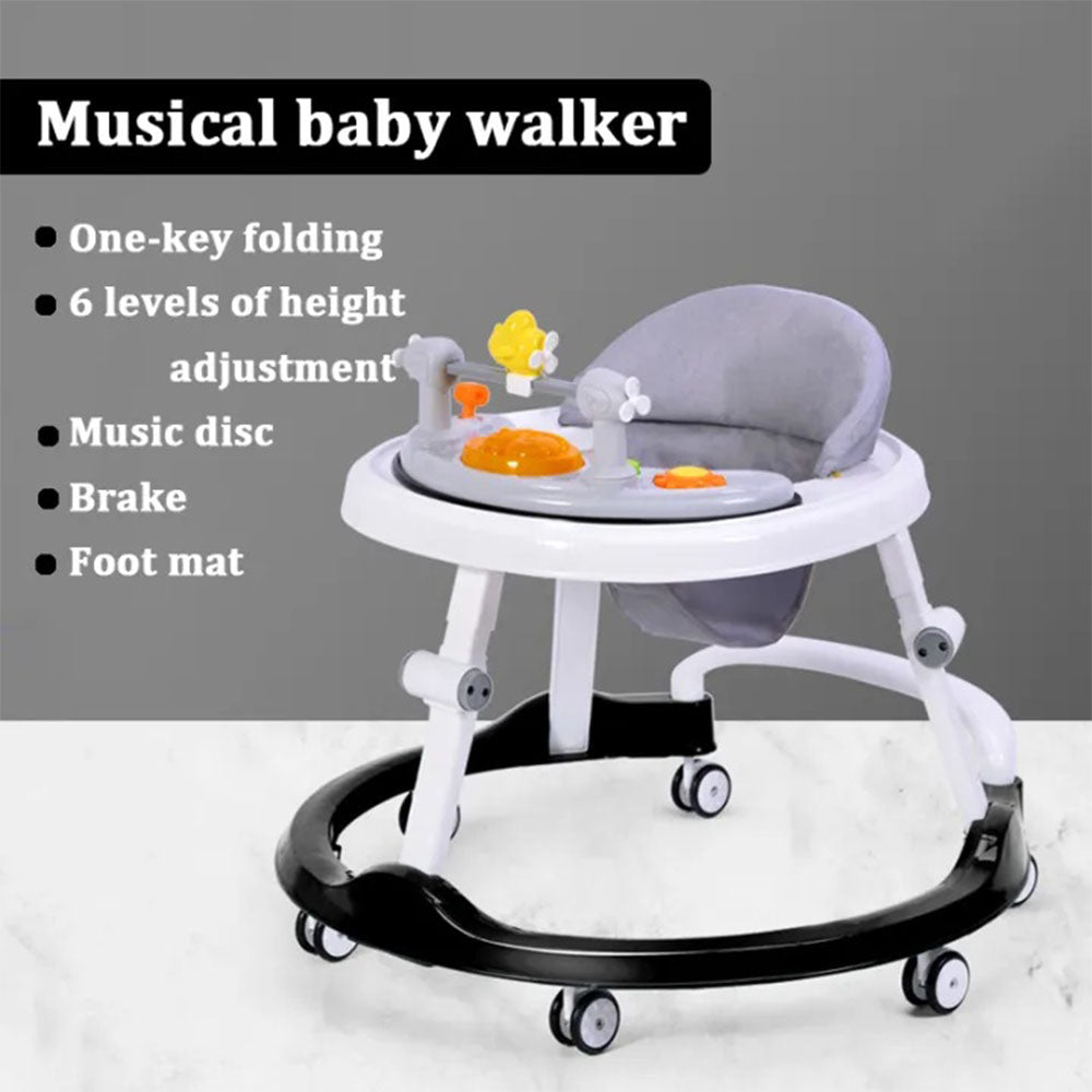 Baby Walker Lightweight Folding Seat Adjustable With Musical Toys