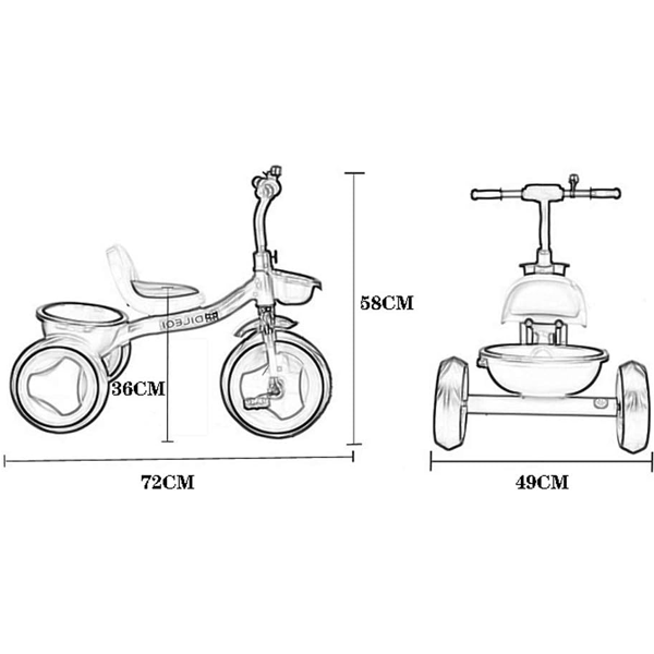 KIDS IMPORTED TRICYCLE WITH BUCKET AND LEATHER SEAT