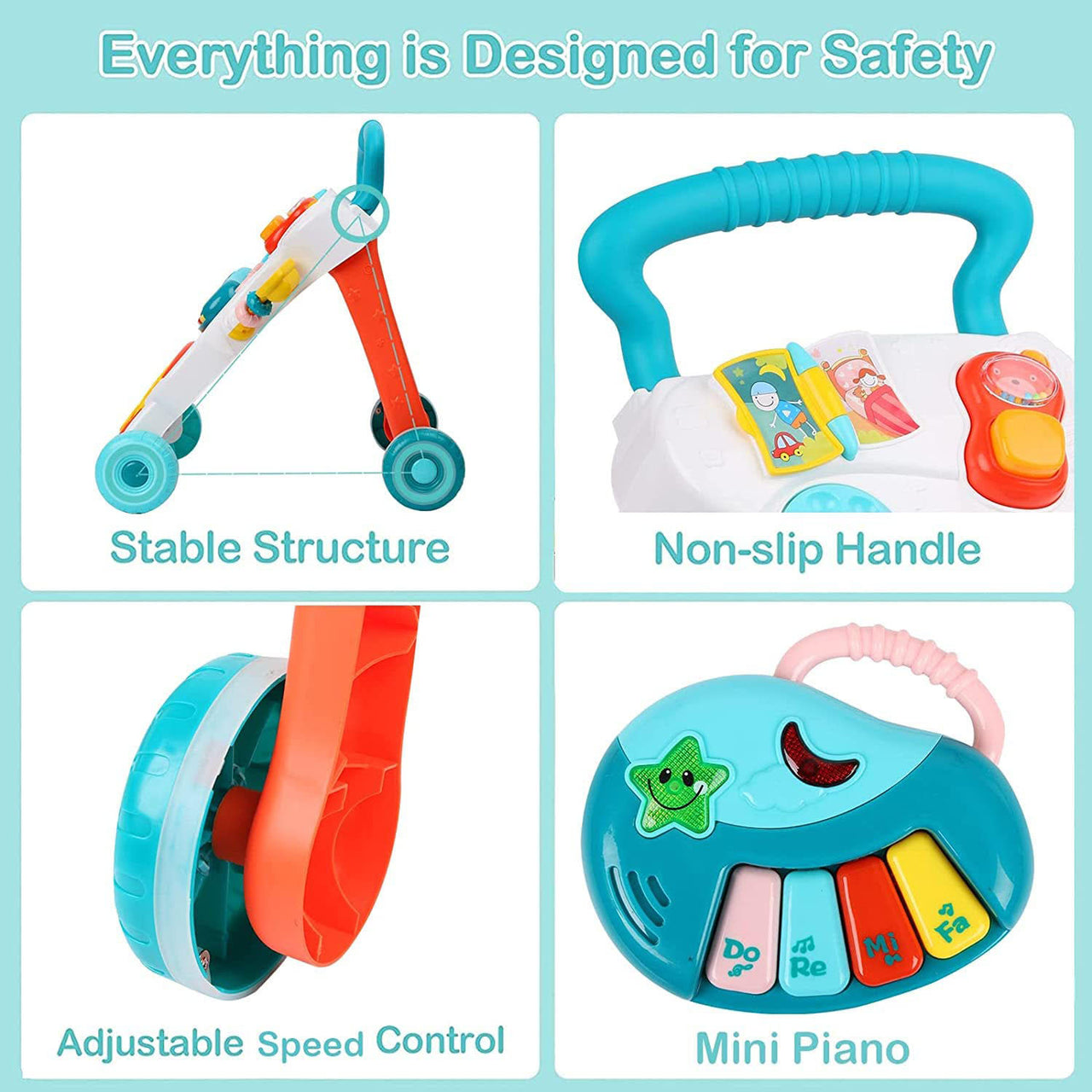 FIRST STEPS BABY MUSIC ACTIVITY WALKER WITH PIANO MUSIC