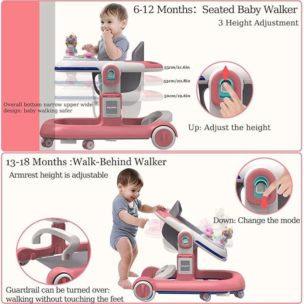 4 in 1 Foldable Baby Walker With Light & Music