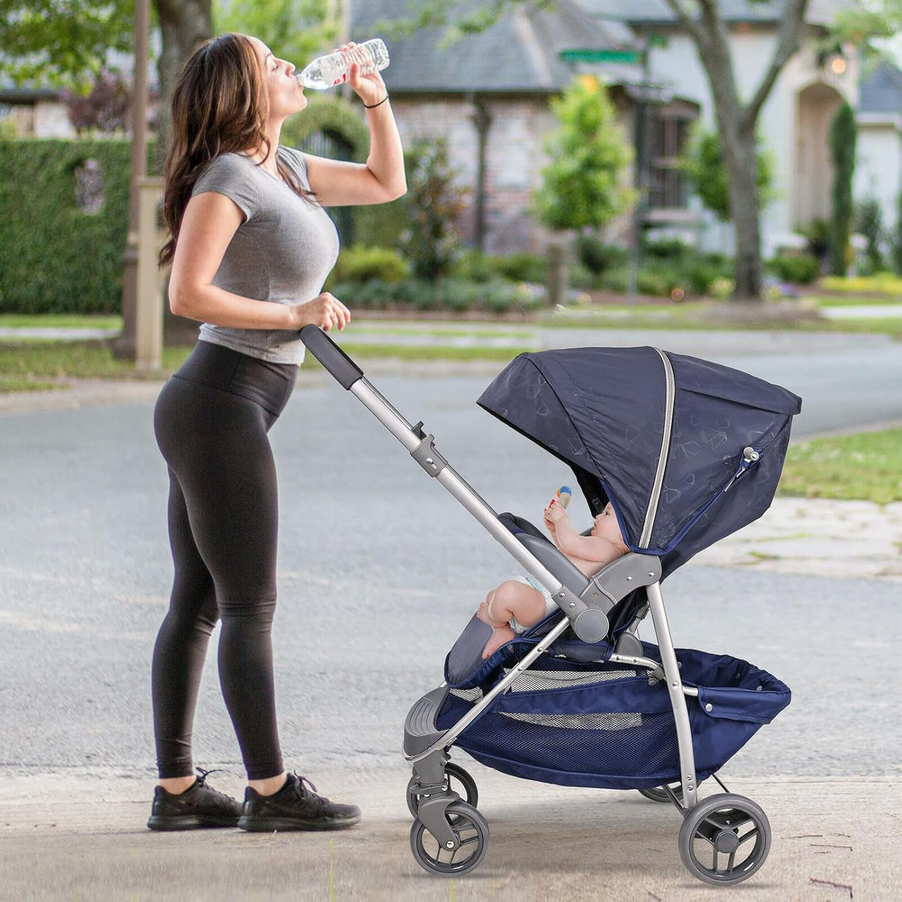 FOLDABLE BABY STROLLER WITH POP OUT SUN VISOR FOR TRAVEL