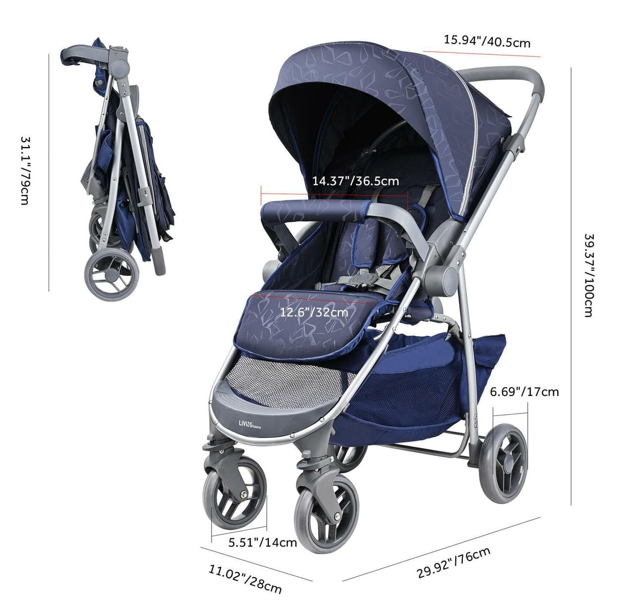 FOLDABLE BABY STROLLER WITH POP OUT SUN VISOR FOR TRAVEL