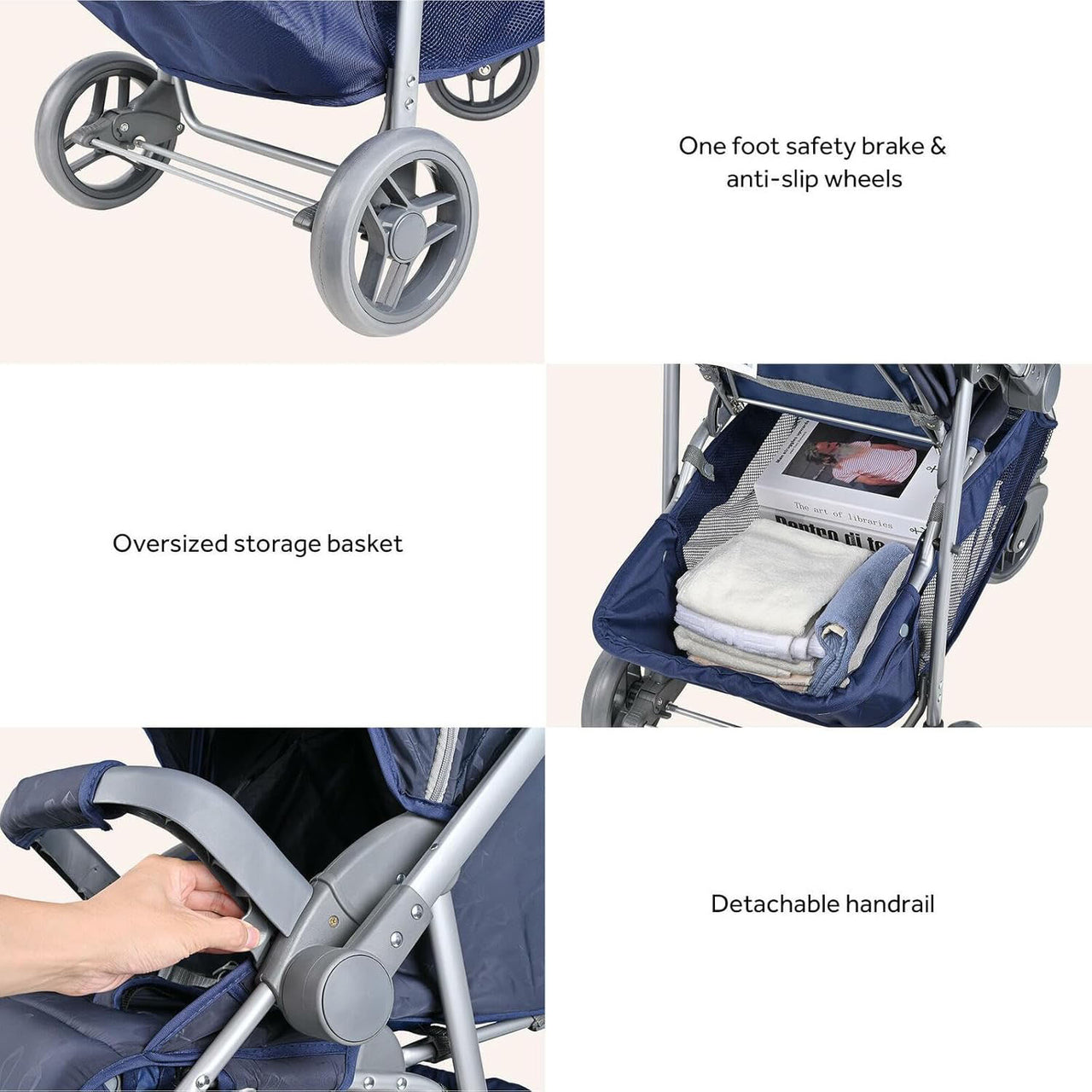 FOLDABLE BABY STROLLER WITH POP OUT SUN VISOR FOR TRAVEL