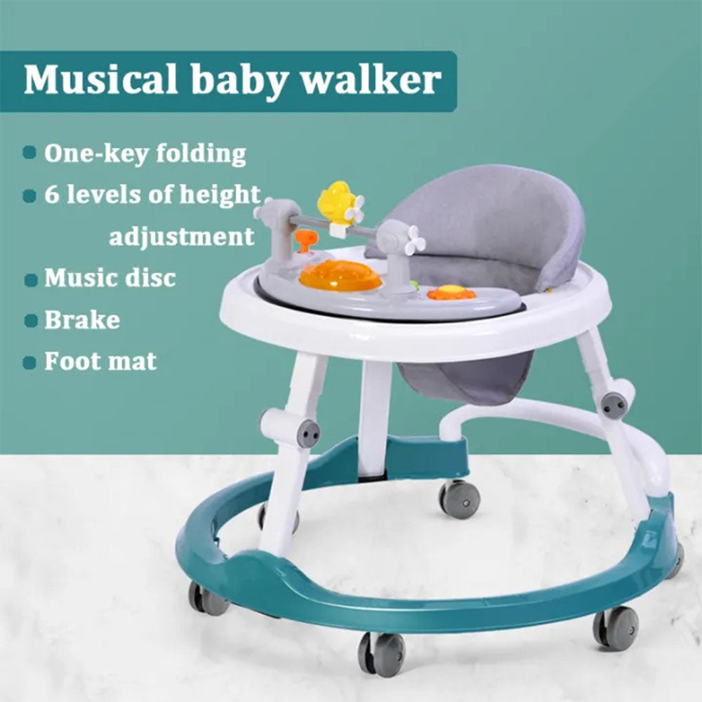 Baby Walker Lightweight Folding Seat Adjustable With Musical Toys