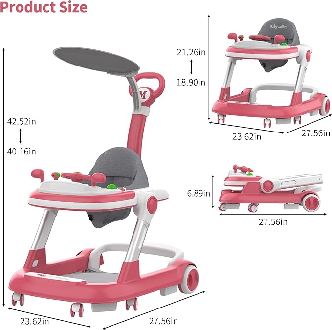 4 in 1 Height Adjustable Musical Baby Walker