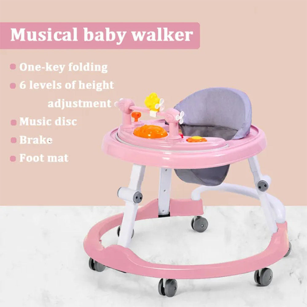 Baby Walker Lightweight Folding Seat Adjustable With Musical Toys