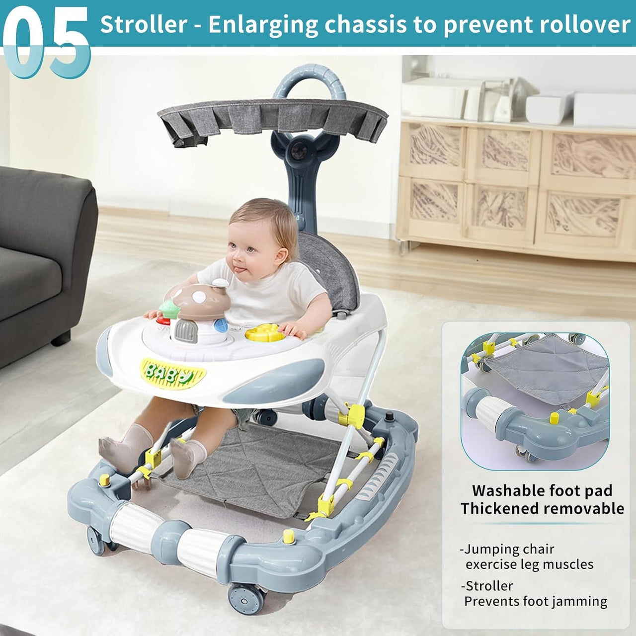 3 in 1 Multi-Functional Cute Baby Walker & Rocker