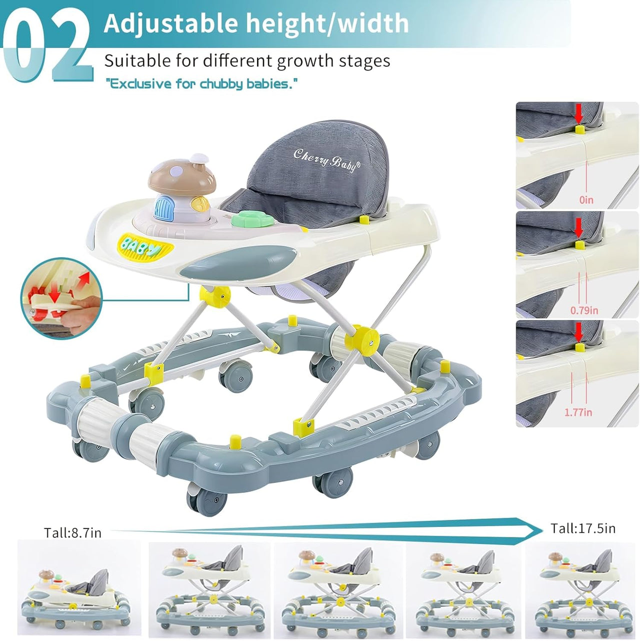 3 in 1 Multi-Functional Cute Baby Walker & Rocker