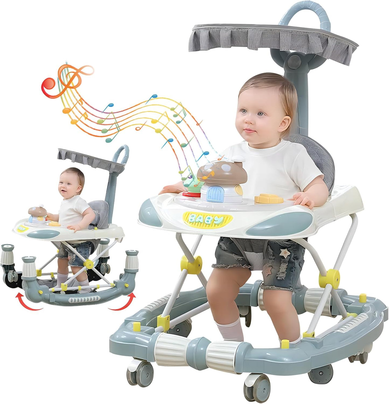 3 in 1 Multi-Functional Cute Baby Walker & Rocker