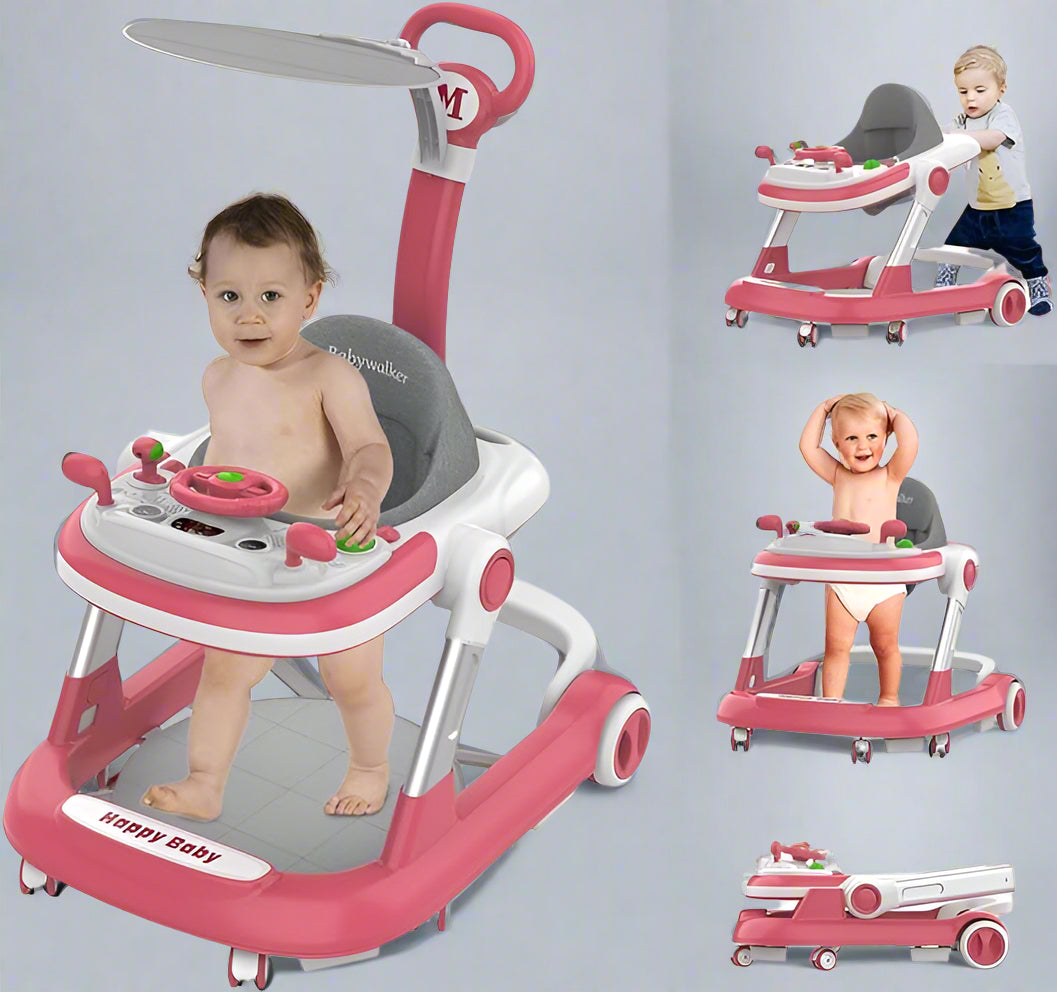 4 in 1 Height Adjustable Musical Baby Walker