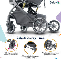 Thumbnail for LIGHT WEIGHT PREMIUM BABY STROLLER WITH SOFT SEAT