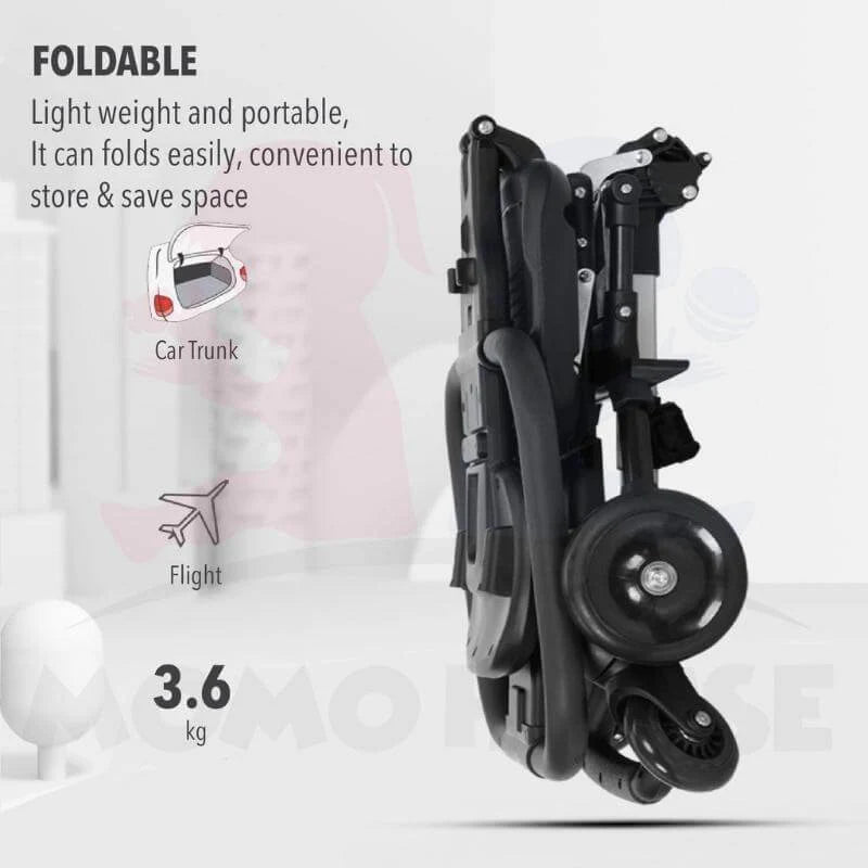 Foldable Stroller Lightweight Stable Soft Seat Hand Push for Baby