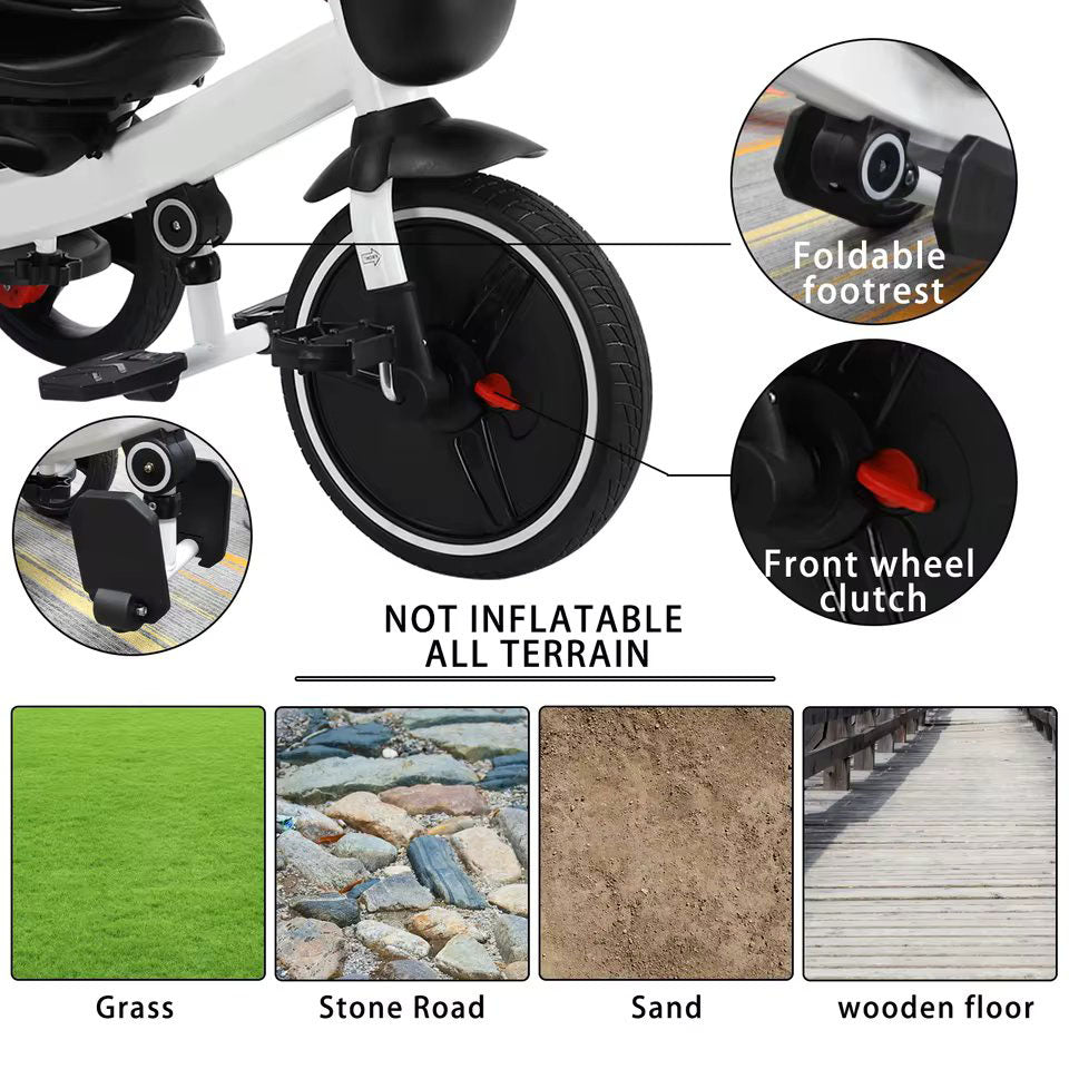 KIDS TRICYCLE WITH HEAD COVER AND PUSHING HANDLE