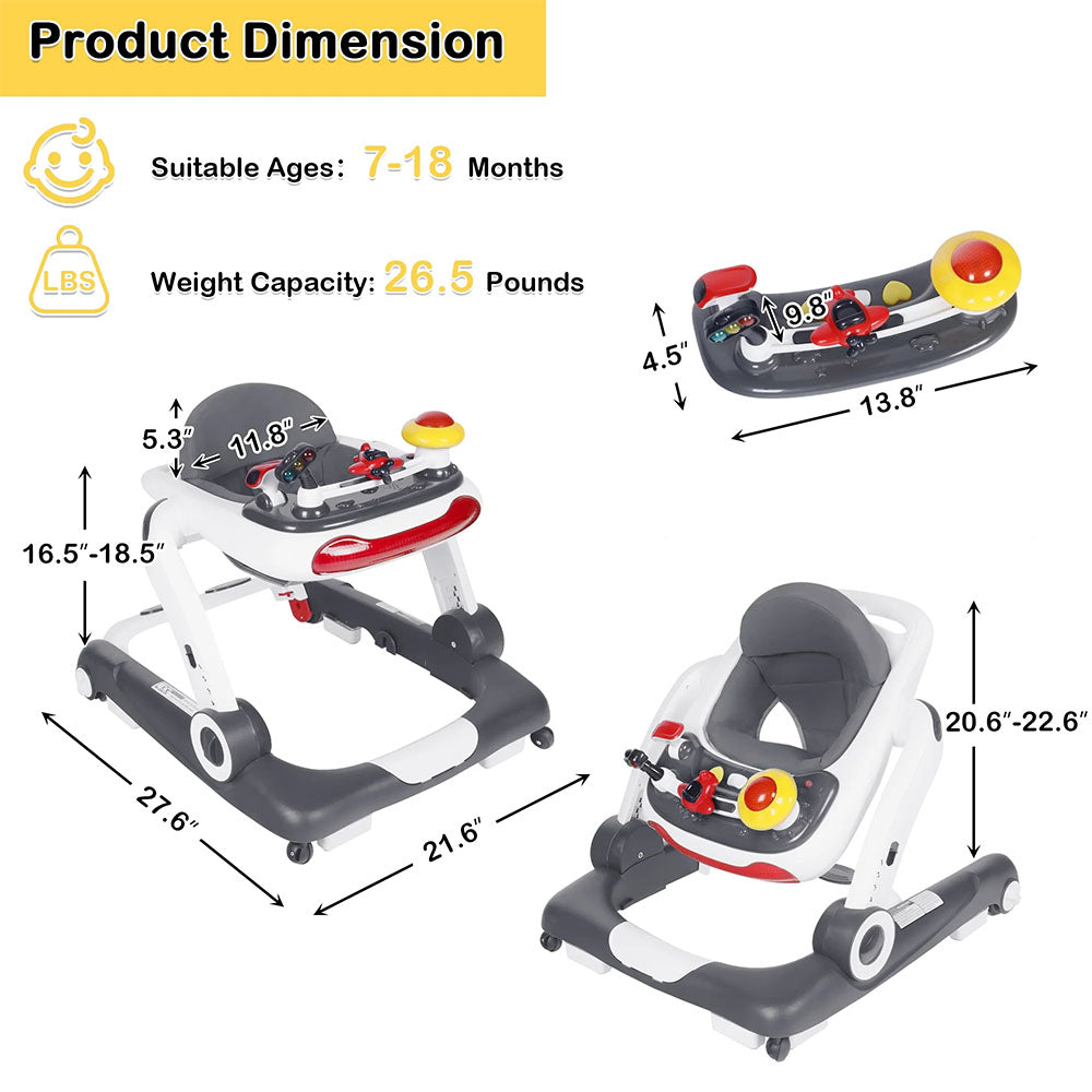 4 in 1 Multi-function Anti-O Shaped Baby Walker with Music Light