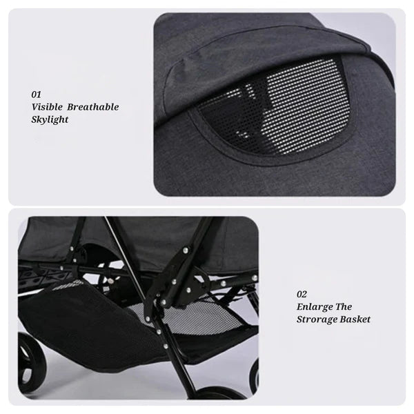 Baby Twin Foldable Stroller With Seat Adjustable