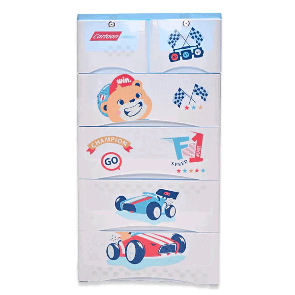 KIDS & BABIES STORAGE HOME BOX - 5 DRAWERS - CARS