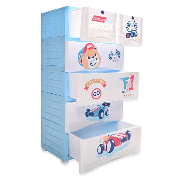 KIDS & BABIES STORAGE HOME BOX - 5 DRAWERS - CARS