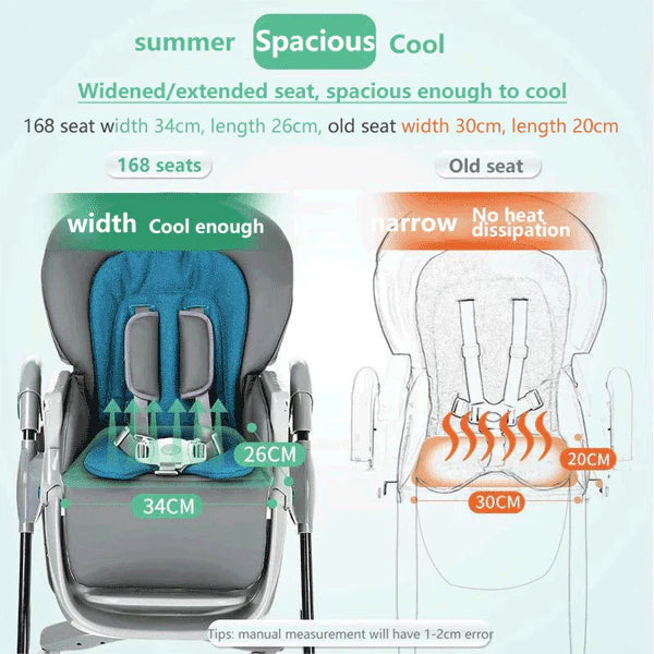 BABY DINING & HIGH CHAIR WITH HEIGHT & SEAT ADJUSTABLE - FOLDING