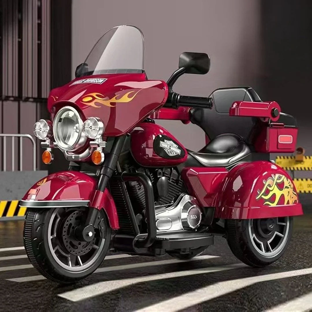 Rechargeable Fire Print Ride On Bike With Light And Sound