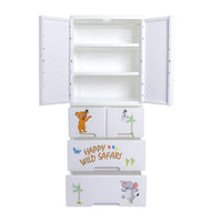 Thumbnail for KIDS & BABIES STORAGE HOME BOX WITH HANGING & SHELVES - 3 DRAWERS - SAFARI WHITE