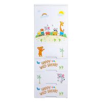 Thumbnail for KIDS & BABIES STORAGE HOME BOX WITH HANGING & SHELVES - 4 DRAWERS - SAFARI WHITE