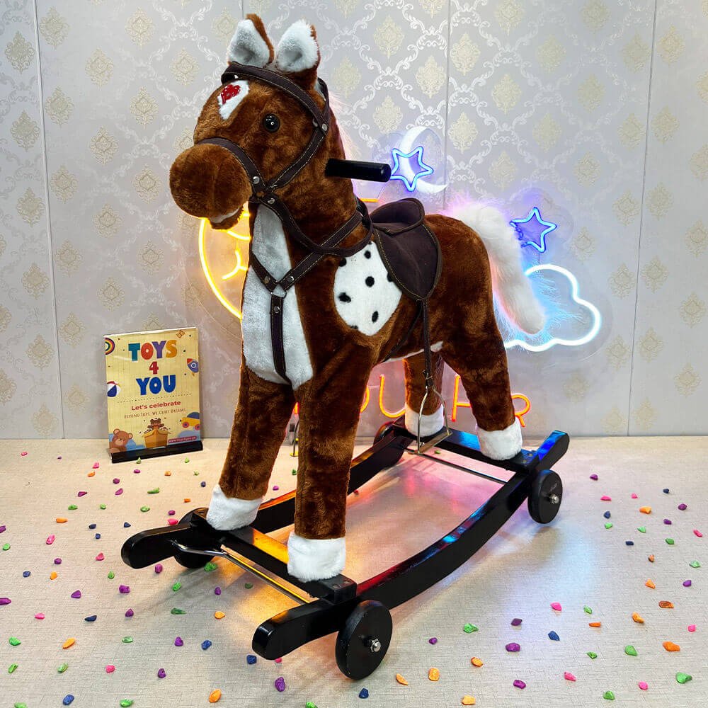 Kids Medium Rocking Horse With Wheel Lights & Music