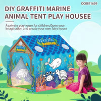 Thumbnail for Portable Folding Marine Animals Coloring Tent With Color Painting